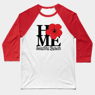 Satellite Beach Red Hibiscus Baseball T-Shirt